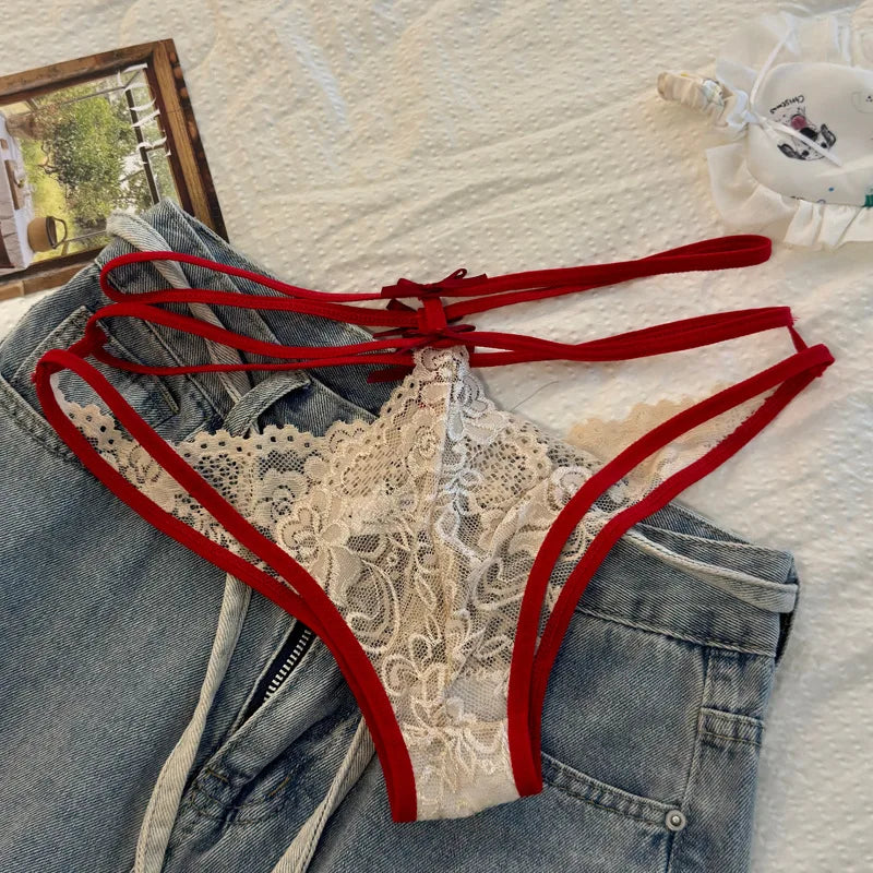 Women's Panties Solid Color Lace Panties Hollow Design Breathable Mesh Lingerie Sexy Underwear For Women