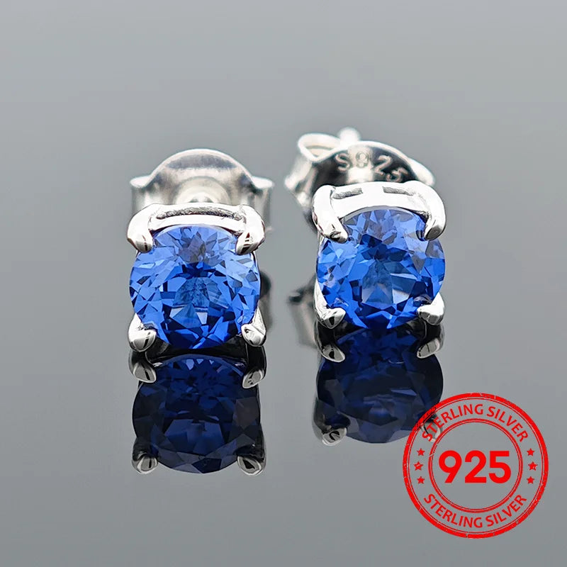 ChuPing Fine Jewelry Lab Grown Emerald Round Shape S925 Silver Earring for Women Evening Party Valentine's Day Or Birthday Gift