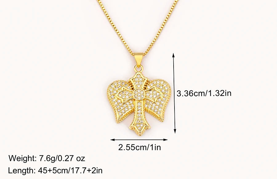 Nidin New Trendy Personality Design Cross Pendant Necklace For Women Men Shiny Crystal Zircon Charm Jewelry Daily Party Gifts