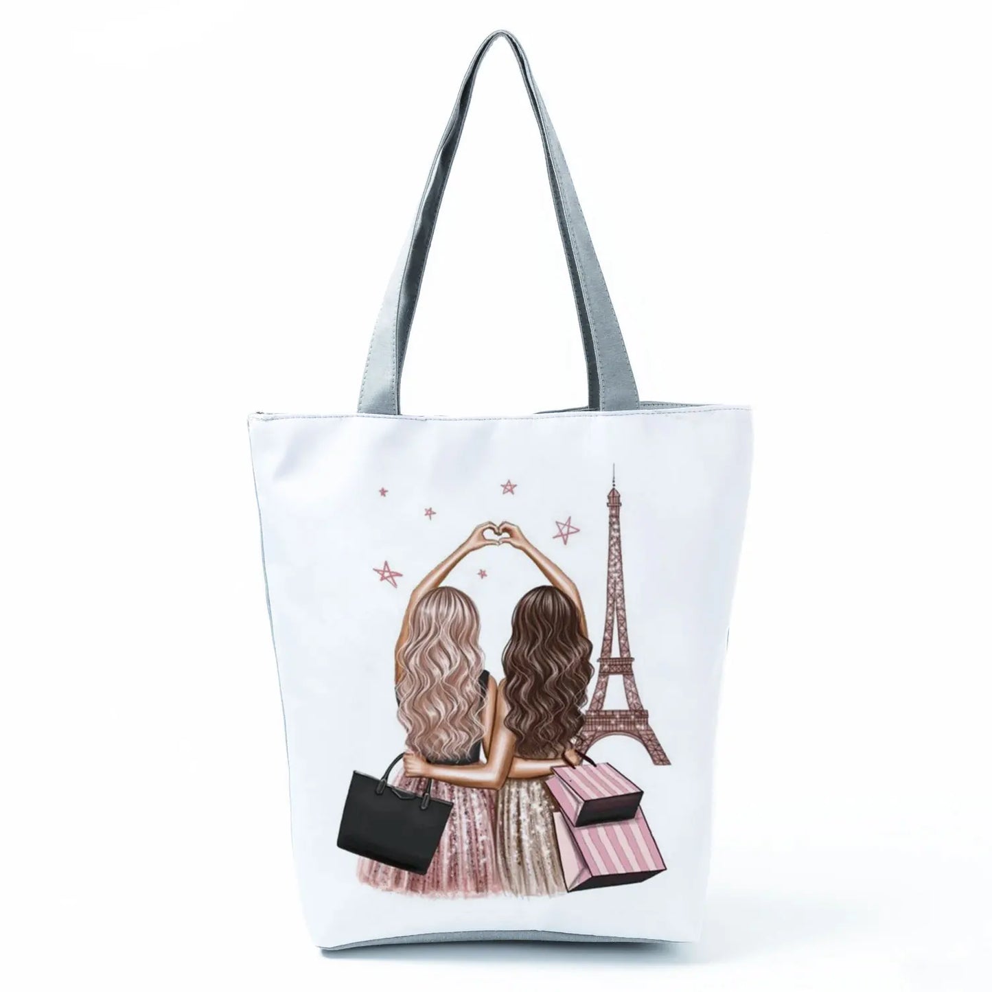 Golden Afro Woman Printed Handbags Pretty Fashion Shoulder Bag Eco Portable Shopping Bag High Capacity Beach Bag Practical Tote