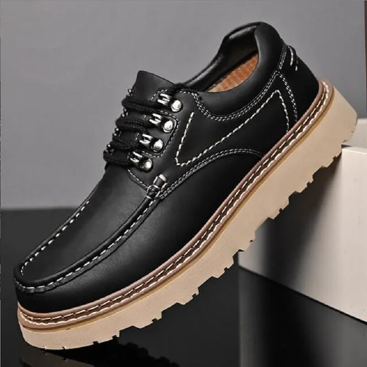 Men's Work Shoes Luxury Brand Leather Outdoor Casual Shoes for Men Dress Shoes High Quality Comfy Thick Bottom Shoes D2A54
