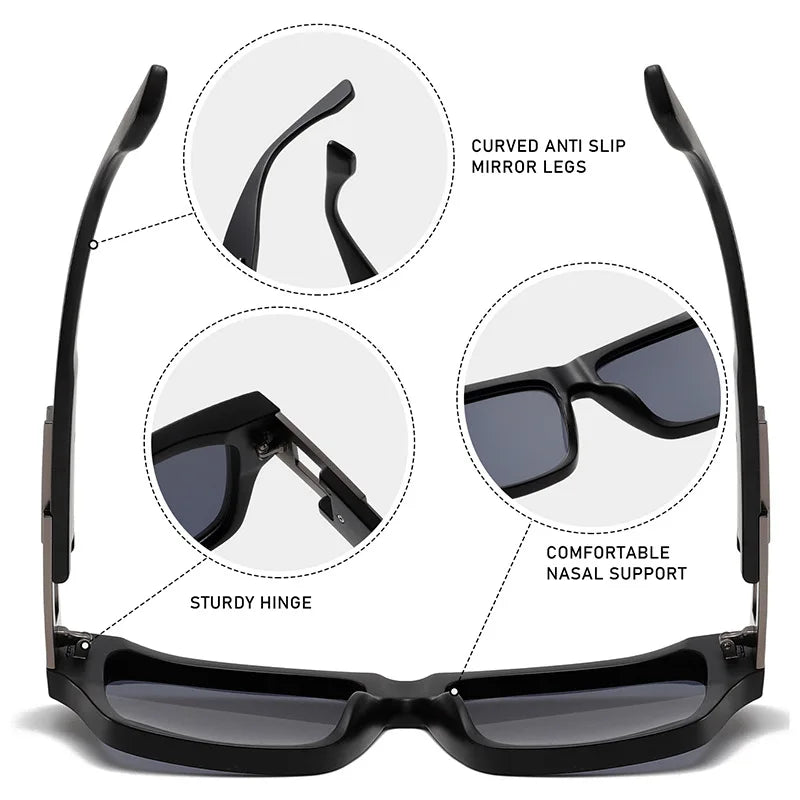2025 New Square Retro Glasses Men Women Fashion Luxury Original Designer Sun Glasses Male Reflective Lens Gafas De Sol UV400