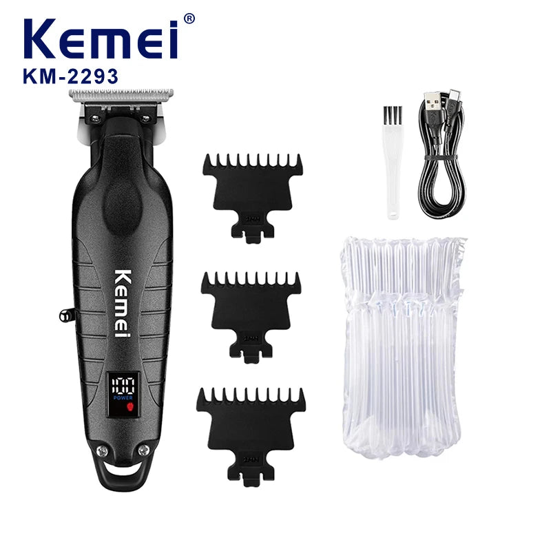 Kemei 2293 Electric Hair Clippers Men Professional Barber Hair Cutting Machine Wireless Carving Clipper Alloy Body Hair Trimmer