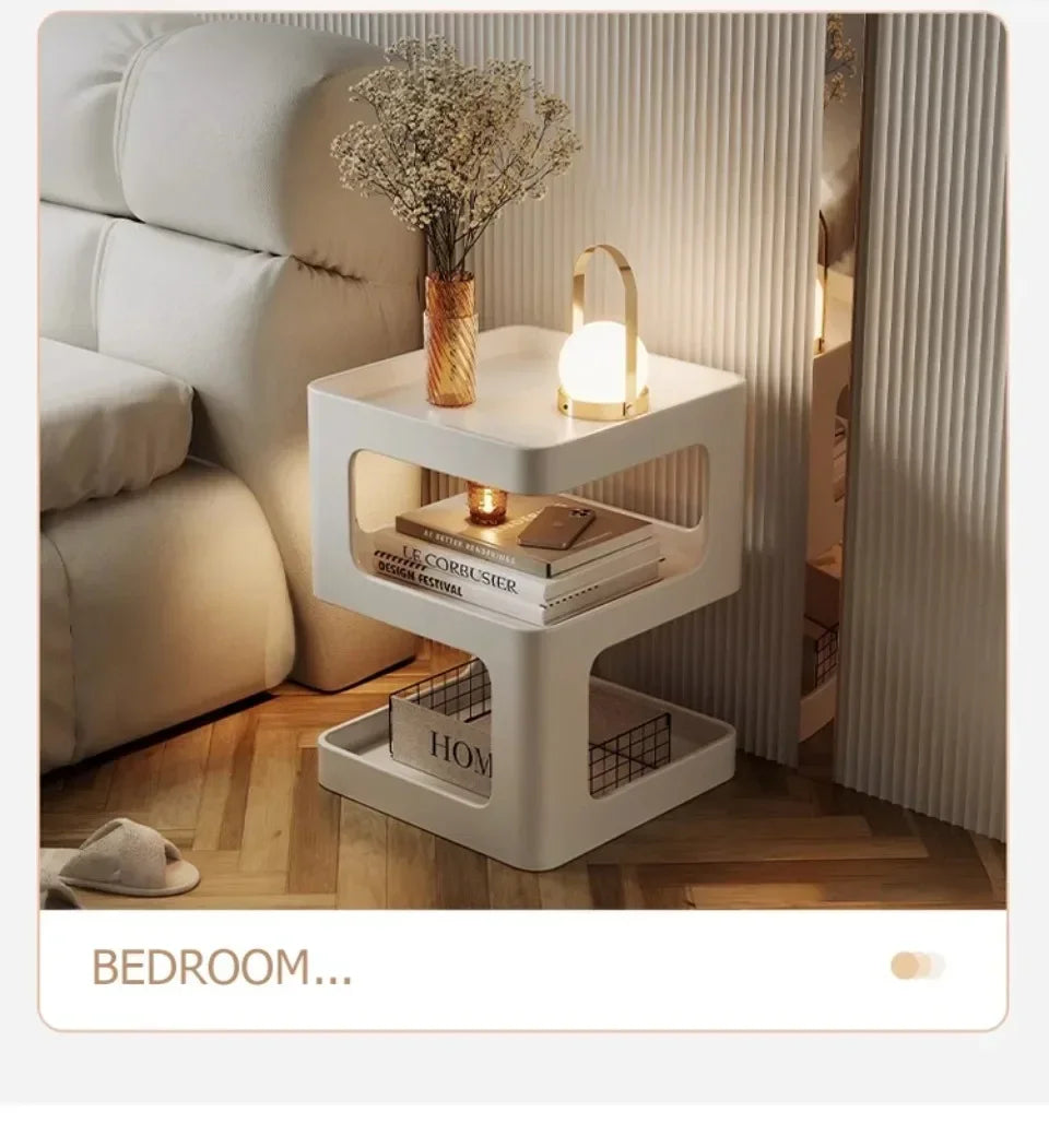 Simple Modern Bedside Side Table Space-Saving Multi-Functional Home Storage Rack Light Luxury Wrought Iron Stable Coffee Table
