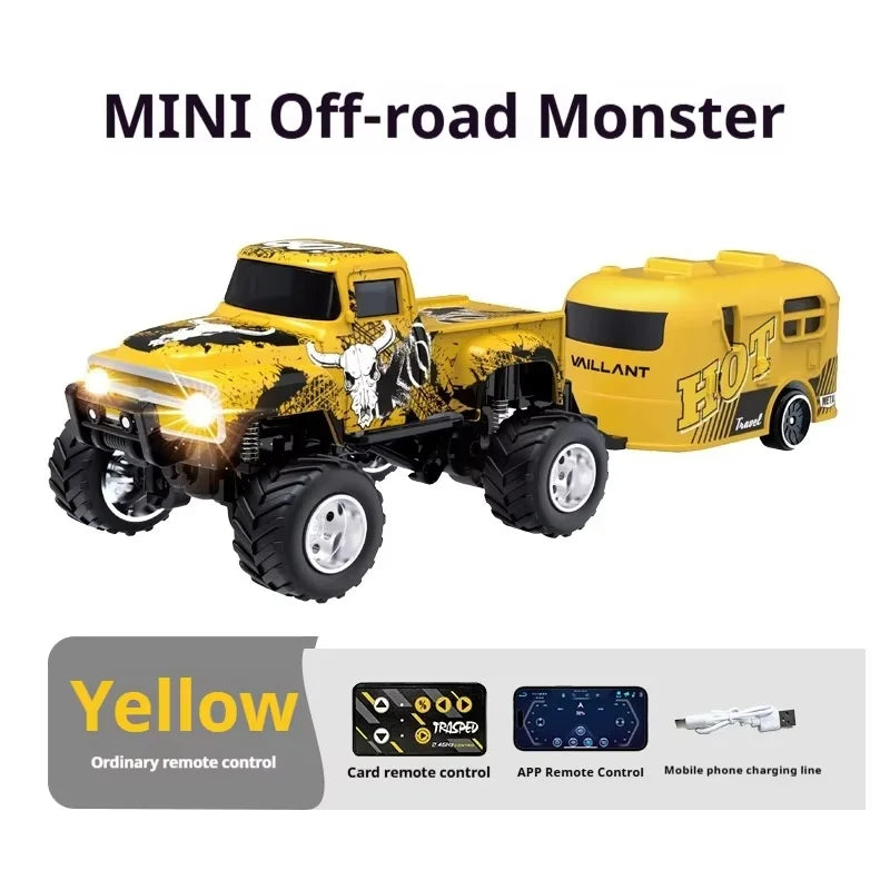 Little Monster 1/64 Rc Car Mini 2.4Ghz Remote Control Cars with Cool Spray Painting Pattern Rc Off-road Vehicle Boy’s Toys Gifts