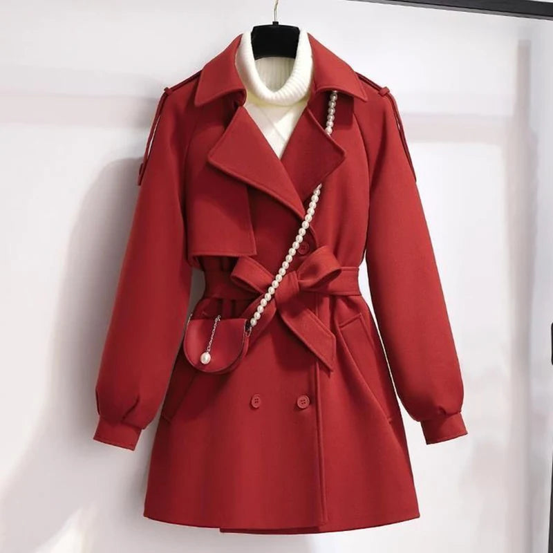 Femme Wool Jacket Women 2025 New Autumn Winter Coat Female Outerwear Short Windbreaker Long Sleeve Tops Black Overcoats