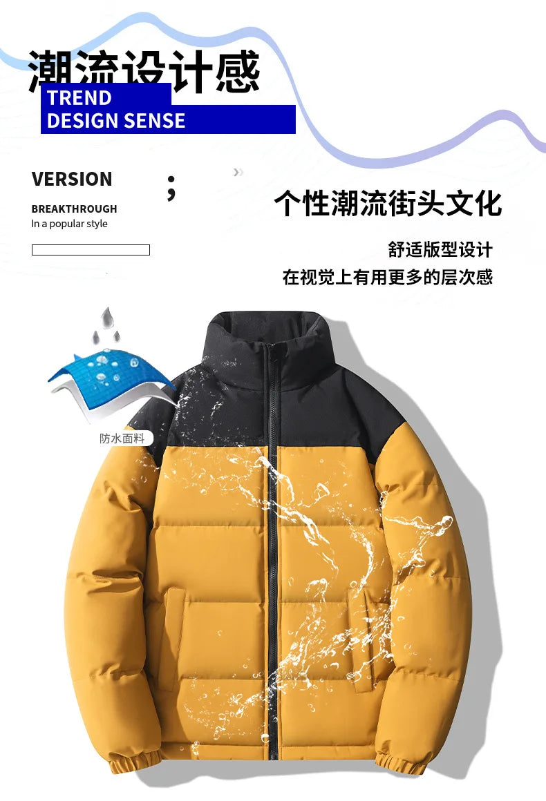High End Clothing Men Padding Winter Brand Patchwork Designer Cotton Padded Oversized Jackets Male Windproof Coat Parka Overcoat