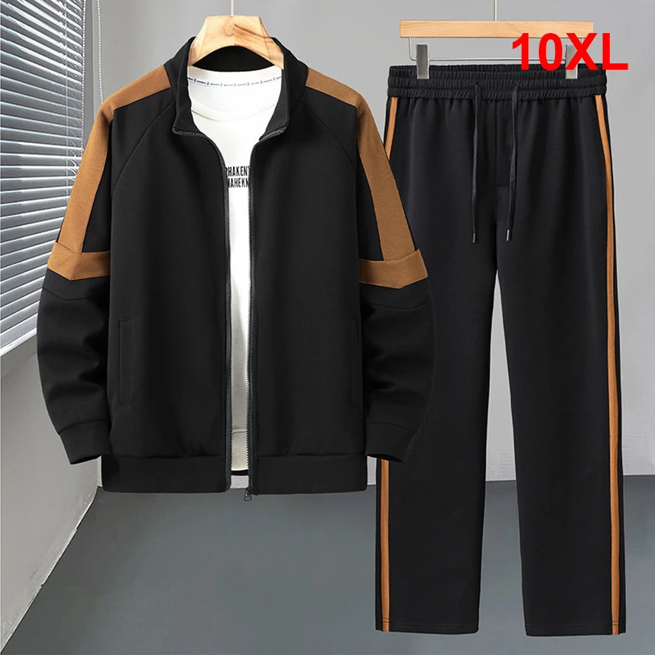 10XL Plus Size Tracksuit Men Spring Autumn Sets Jacket Sweatshirt Pants Fashion Casual Male Suits Jacket Big Size 10XL