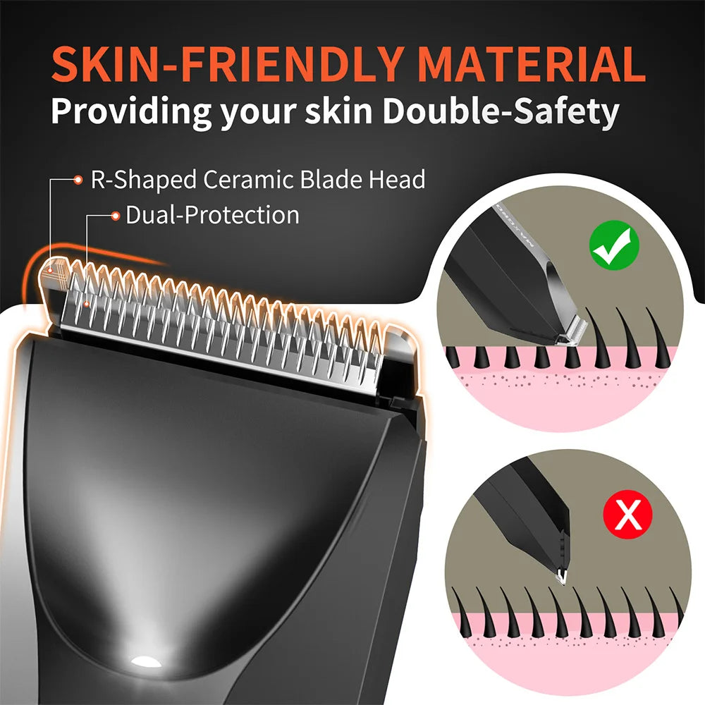 MAXGROOM Body Hair Trimmer Shaver for Men Ball Trimmer for Groin Pubic Replaceable Ceramic Blade Electric IXP7Waterproof Clipper