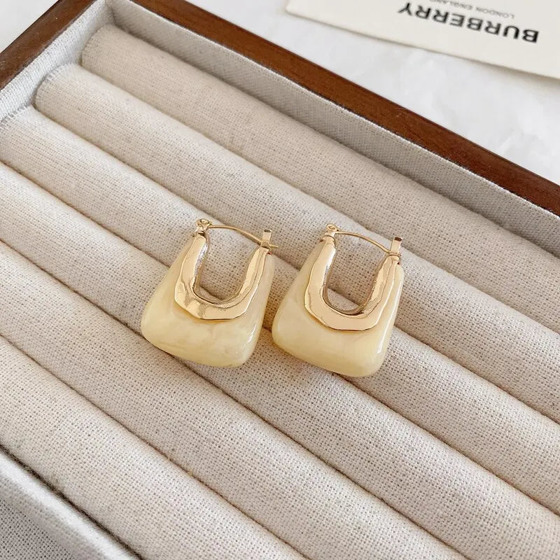 Green Pink Transparent Resin Earrings For Women Girls Geometric Irregular Stud Earrings 2023 New Trendy Ear Jewelry for Party B