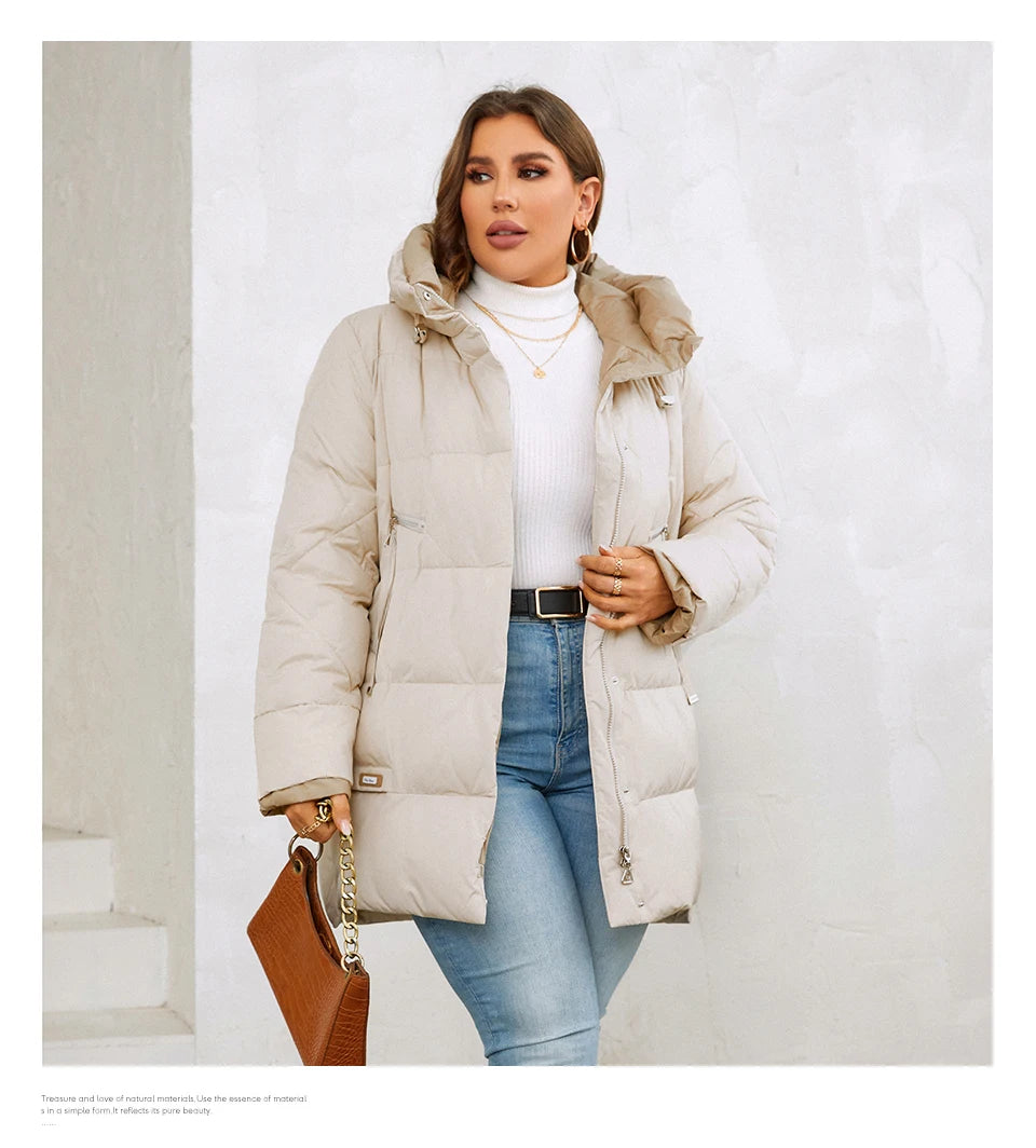 HaiLuoZi 2023 New Plus Size Women Winter Jacket XL-6XL Thick Female Outwear Slant Pockets High-quality Quilted Women's Coat 1115