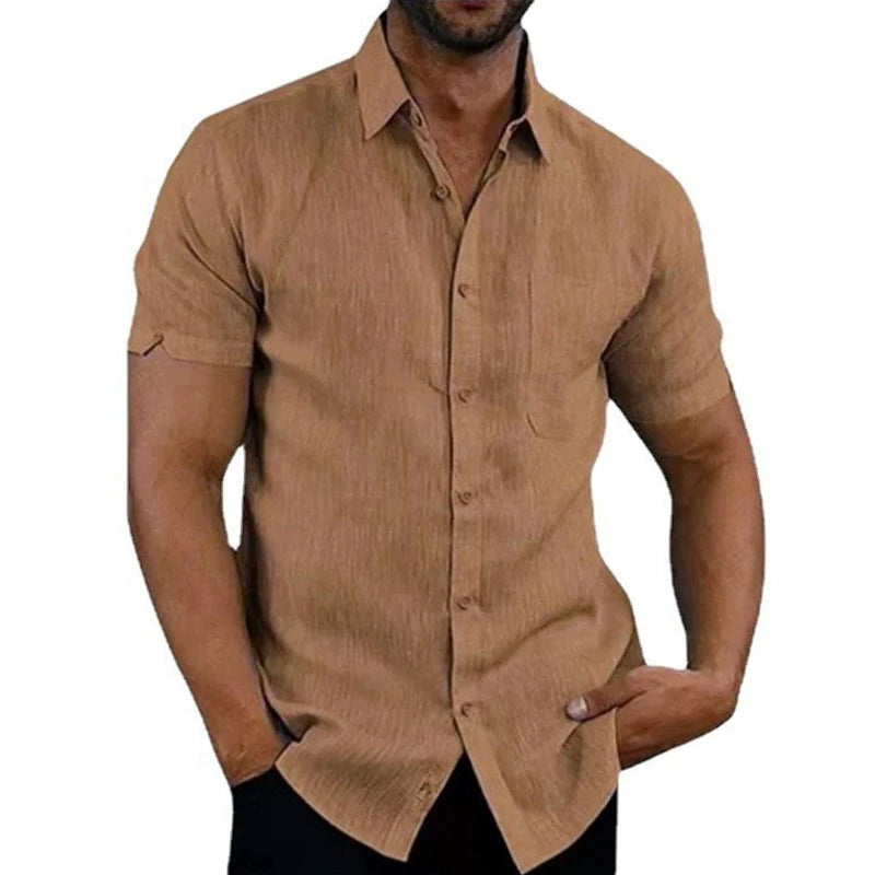 Summer Male Shirts Blouses Cotton Linen Shirt For Men Short Sleeve Formal Shirts Business Social Shirt Casual Top Man Clothes