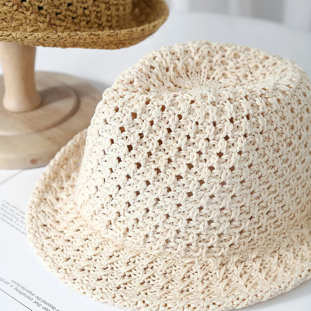 Women's Vintage Jazz-inspired Fisherman Bucket Hat Summer Breathable Sunscreen Sunshade Sun Hat