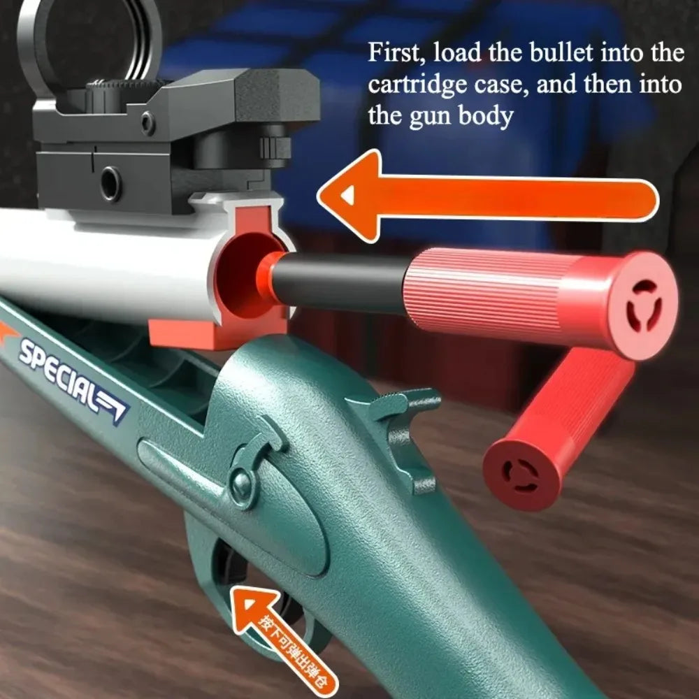 S686 Spray Shell Soft Bullet Gun Can Be Fired Toy Gun Manually Loaded Outdoor Sport CS Game Weapon for Children Boys Gift