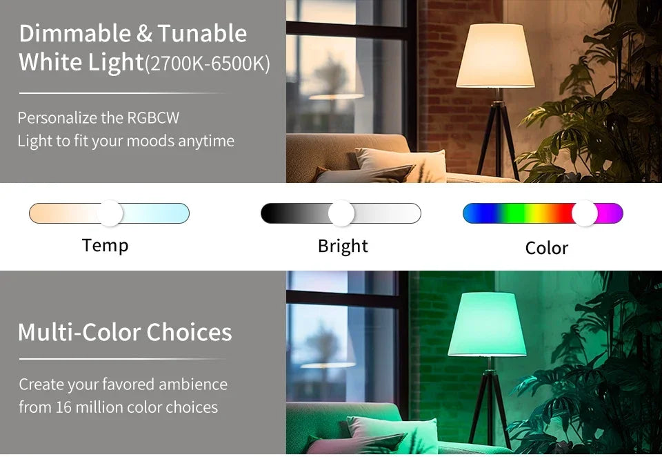 E27 Smart Bulb Tuya Bluetooth Smart Light Bulbs LED Lamp RGB 9W 15W 220V Smart Life APP Control LED Bulb Smart Home Automation