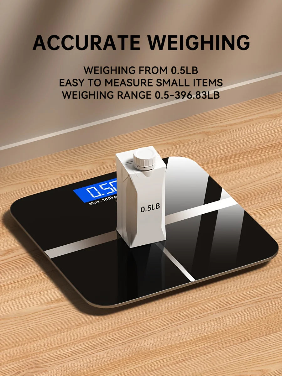 Digital Bathroom Scale 396lb, High-Precision Weight Scale with LCD Display, KG/LB Switch, Ultra-Wide Platform, Temperature
