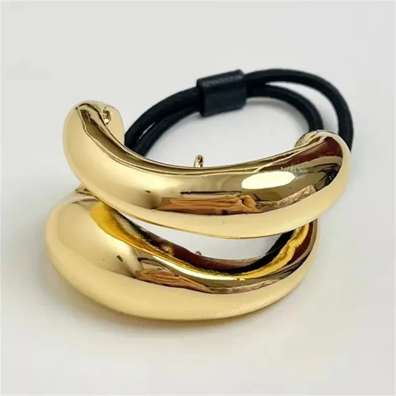 XIALUOKE Vintage Multilayer Metal Geometry Hair Bands Rope For Women Headband Elastic Ponytail HairPins Hairwear Hair Jewelry
