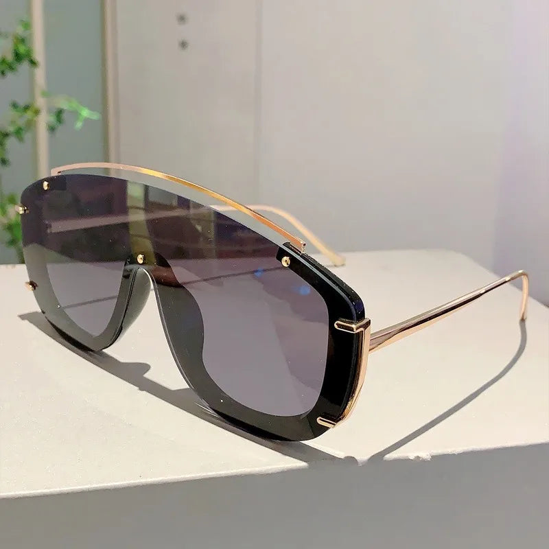 Fashion Leopard Women Sunglasses Stylish Gradient Outdoor Sports Shades Luxury Metal Design Oversize Men Sun Glasses