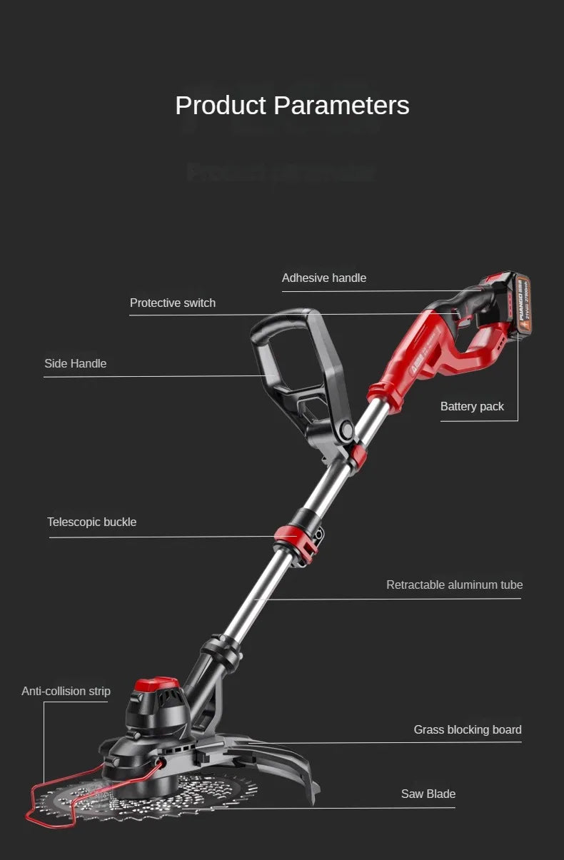 Portable Electric Lawn Mower with Lithium Battery for Home Use and Farming Grass Trimming