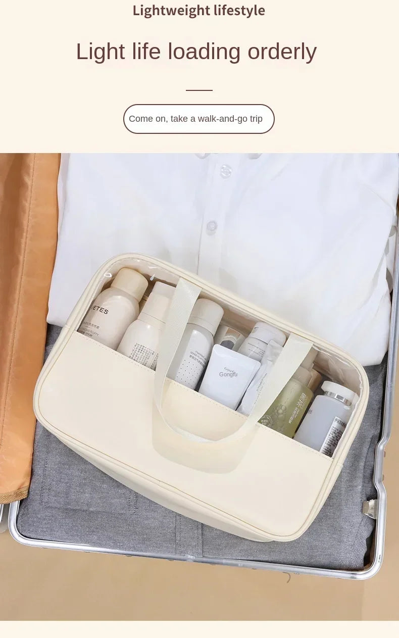 Women's Clear Makeup Bag Portable Travel Cosmetic Bag Large Capacity Bath Bag Multifunctional Waterproof Storage Compartment