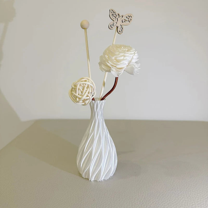 New Modern Style 3D Printed Flower Vase Swirl Pattern Aesthetic Floral Display for Living Room Desktop Decor
