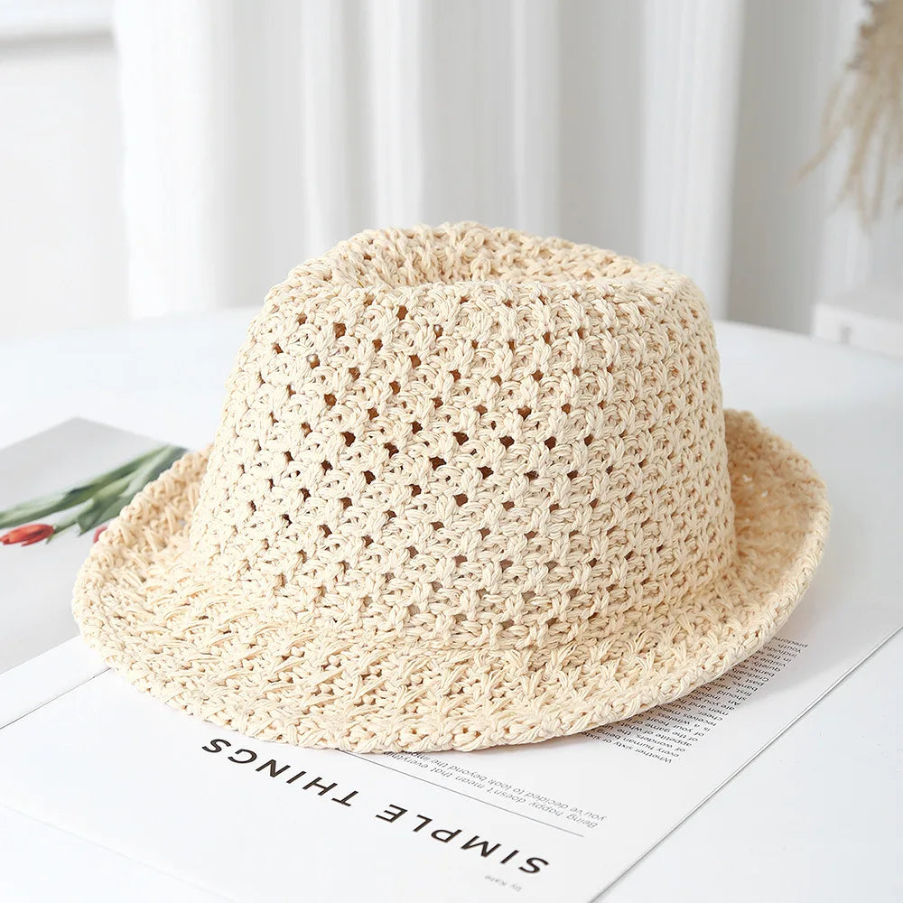 Women's Vintage Jazz-inspired Fisherman Bucket Hat Summer Breathable Sunscreen Sunshade Sun Hat
