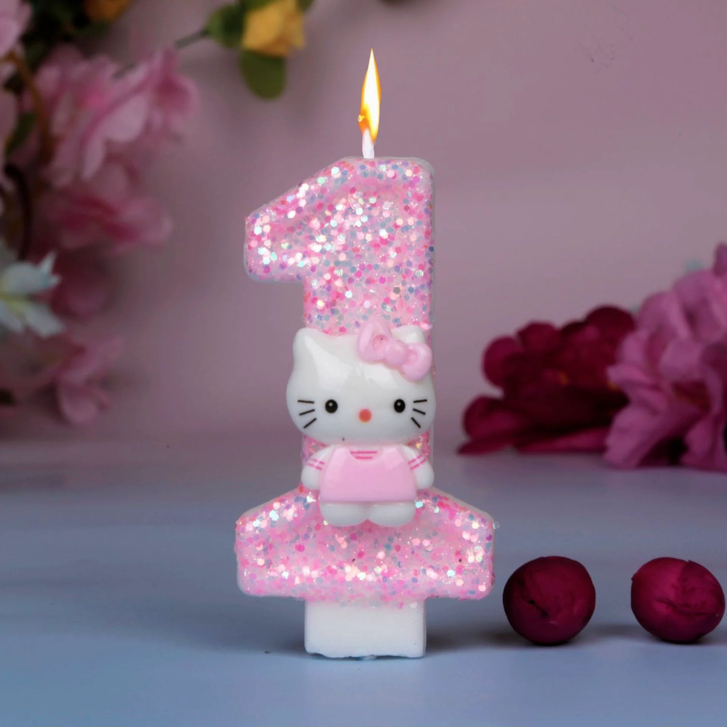 Kawaii Sanrio Hello Kitty 0-9 Digital Candles Creative Cartoon Pattern Party Decoration Supplies Birthday Cake Accessories Gift