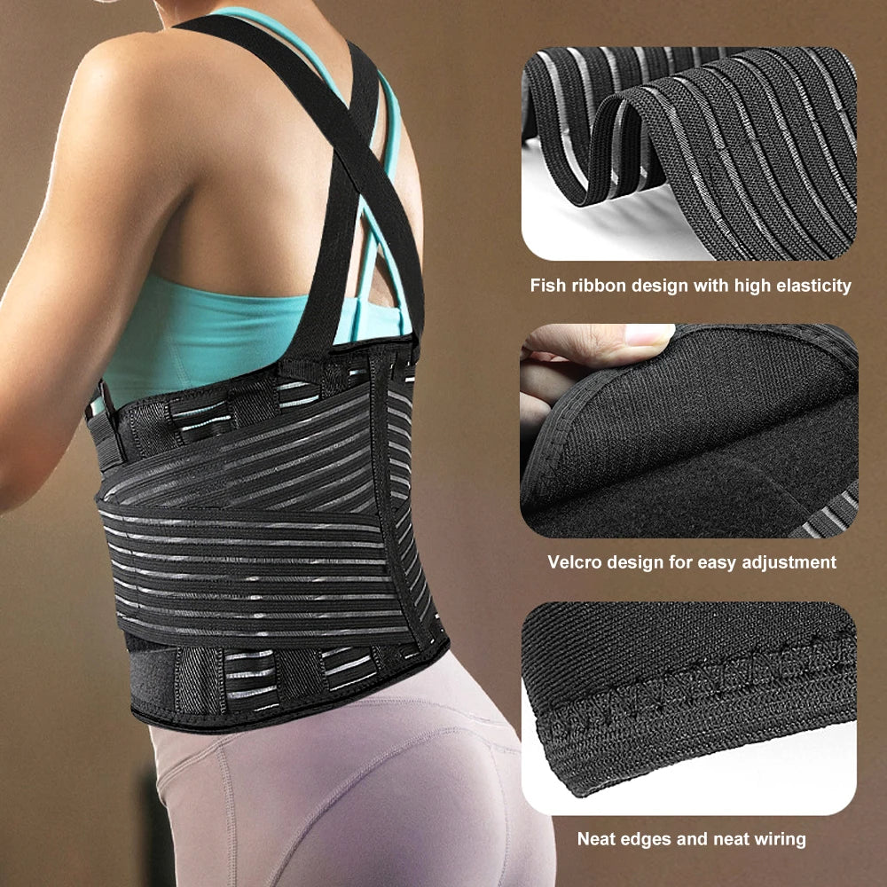 Heavy Duty Back Brace for Lifting - Lower Back Pain Relief & Support for Men & Women - Work, Gym Sport - Breathable & Adjustable