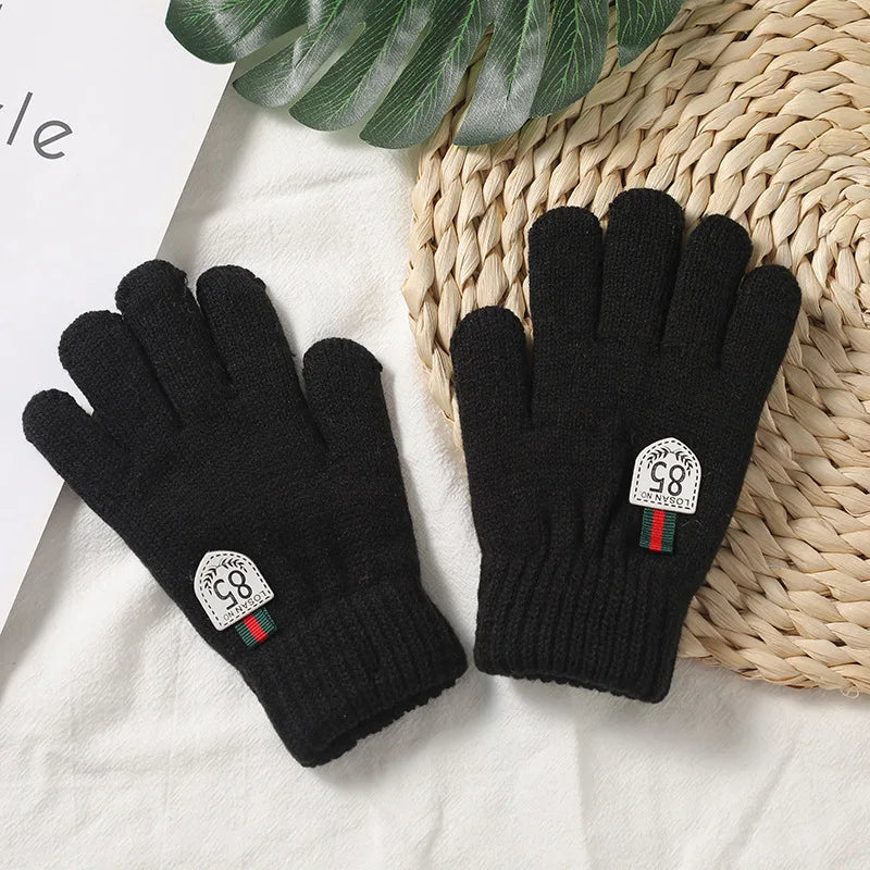 Winter Children's Gloves Warm Double Inner Wool Boy Girl Cold-Proof Kawaii Kids Soft Thick Autumn Elastic Travel Knitted Gloves