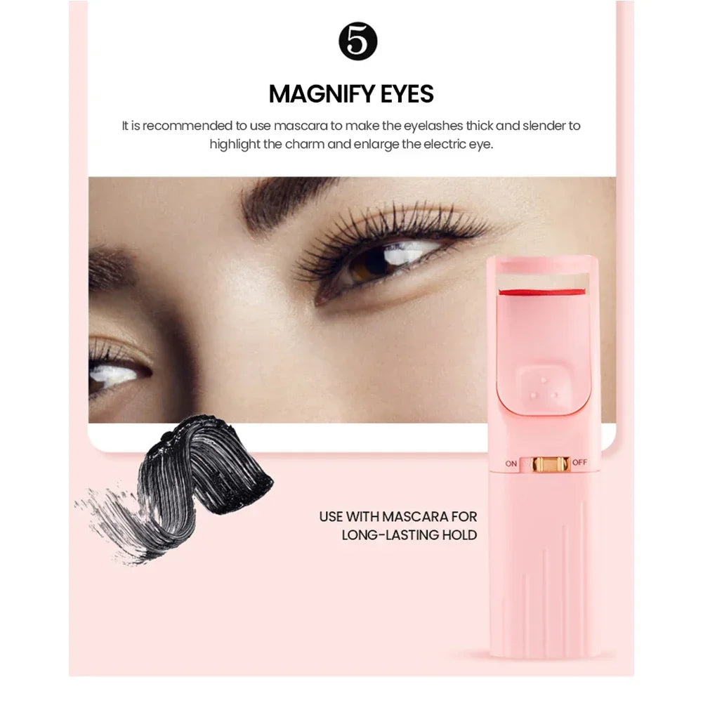 Portable Heated Eyelashes Curling Tool, Natural Fake Eye Lash, Beauty Supplies, USB, 3 Temperature Mode
