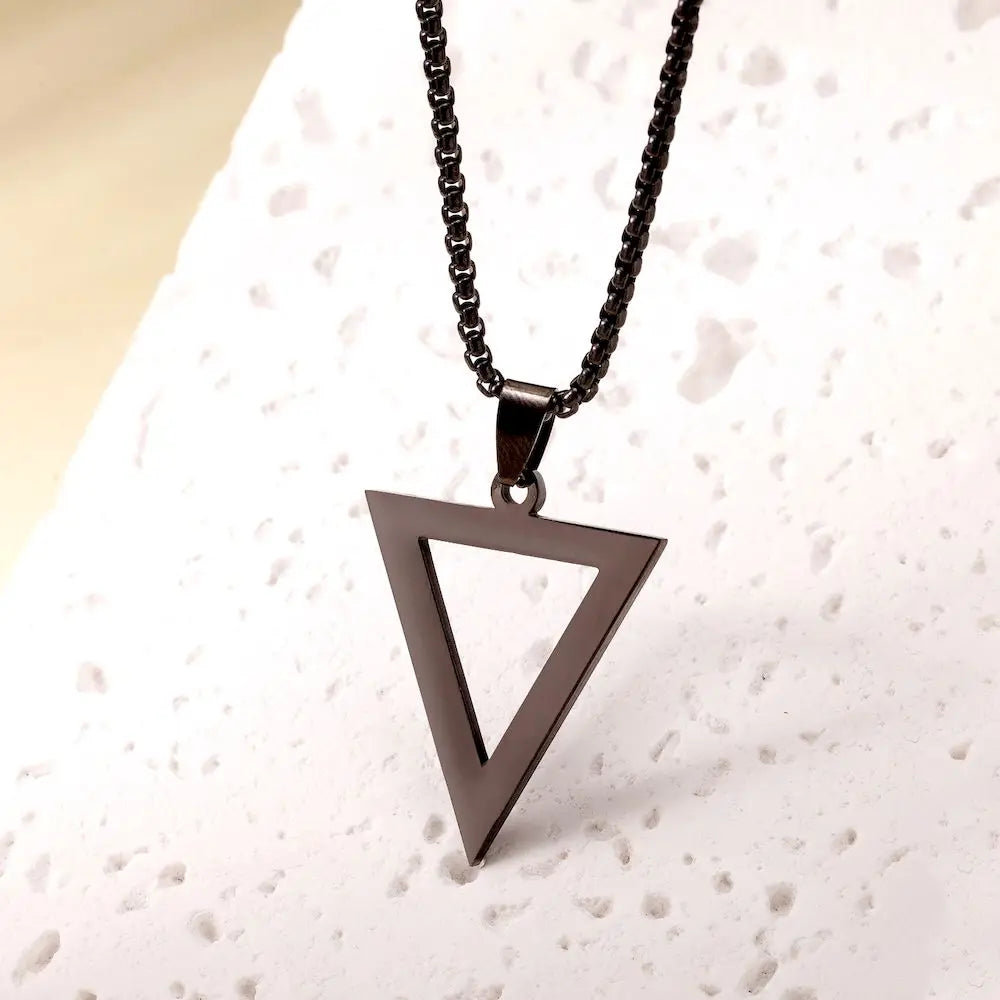 TOHM Trendy Stainless Steel Inverted Triangle Pendant Chain Simple Choker Necklace For Women Jewelry Father Mother's Day Gift