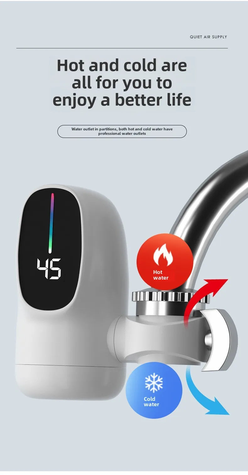 3000W Instant Hot Water Heater Faucet Electric Tankless for Kitchen Fast Heating Tap with Temperature Display