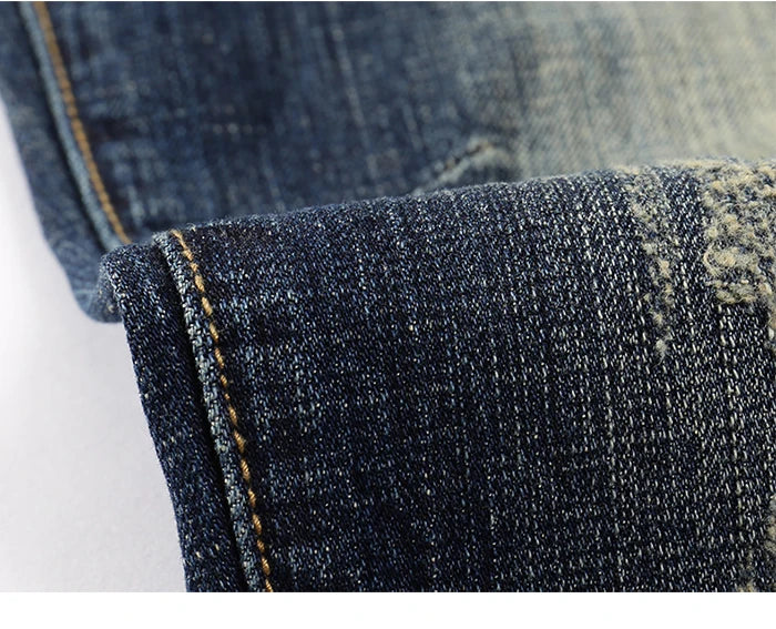 KSTUN Jeans Men New Arrivals Autumn Winter Direct Straight Retro Blue Stretch Vintage Casaul Streetwear Moto Biker Jeans Size 40
