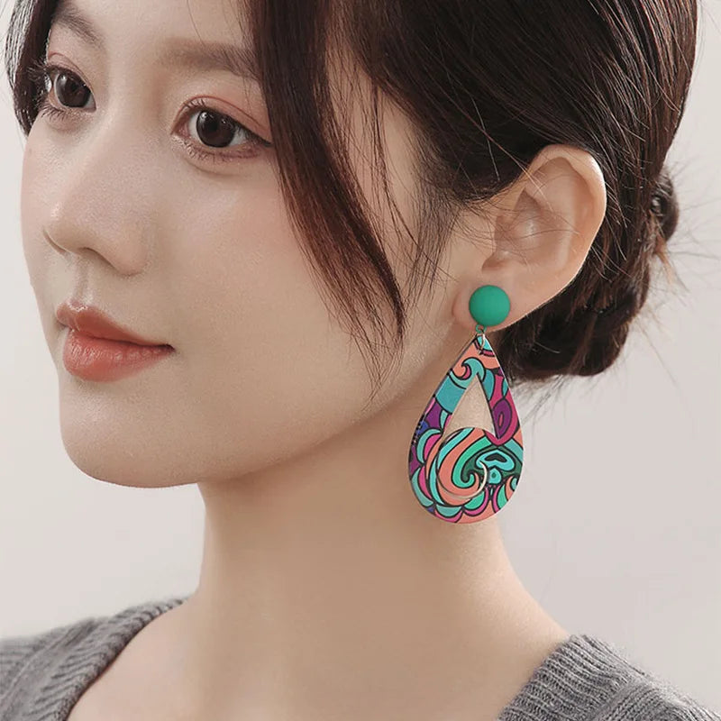 NISHIZAWA Colorful Design Earrings for Women Acrylic Water Drop Geometric Earrings