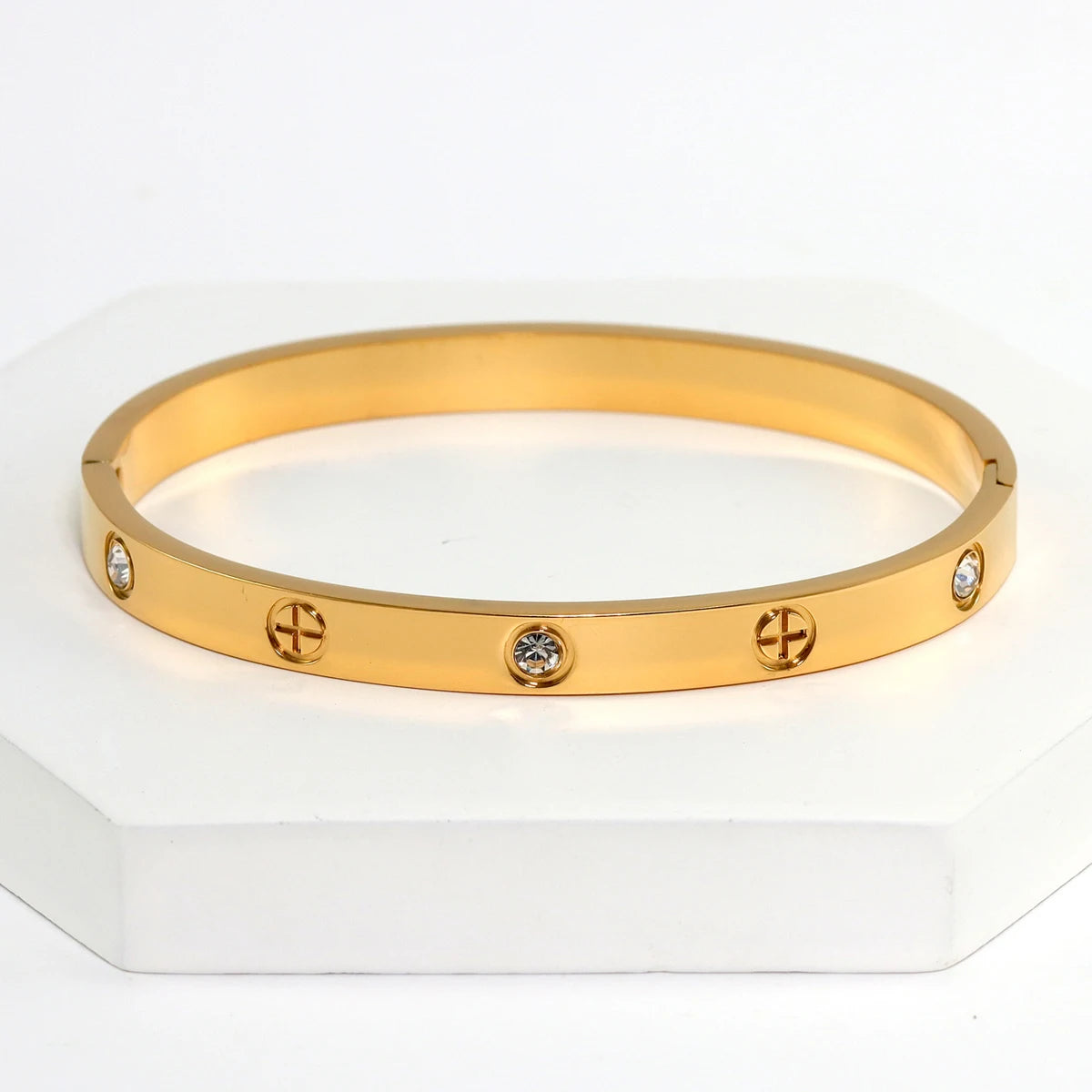 3Pcs/Sets Stainless Steel Clover Flower Cross Nail Bracelet For Women Leisure Wedding Jewelry Party Holiday Valentine's Day Gift