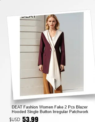 DEAT Fashion Women's Blazer Notched Collar PU Patchwork Knitted Super Waist Silhouette Suit Jackets Spring 2025 New 17A2010H
