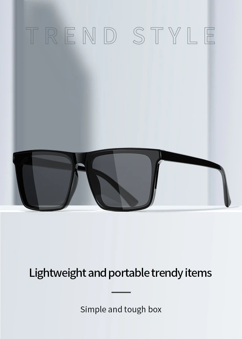 Men Sunglasses UV400 Polarized Sun Glasses Women TR90 Sunscreen Big Square Eyeglasses Frame Driving Goggles Fishing Eyewear