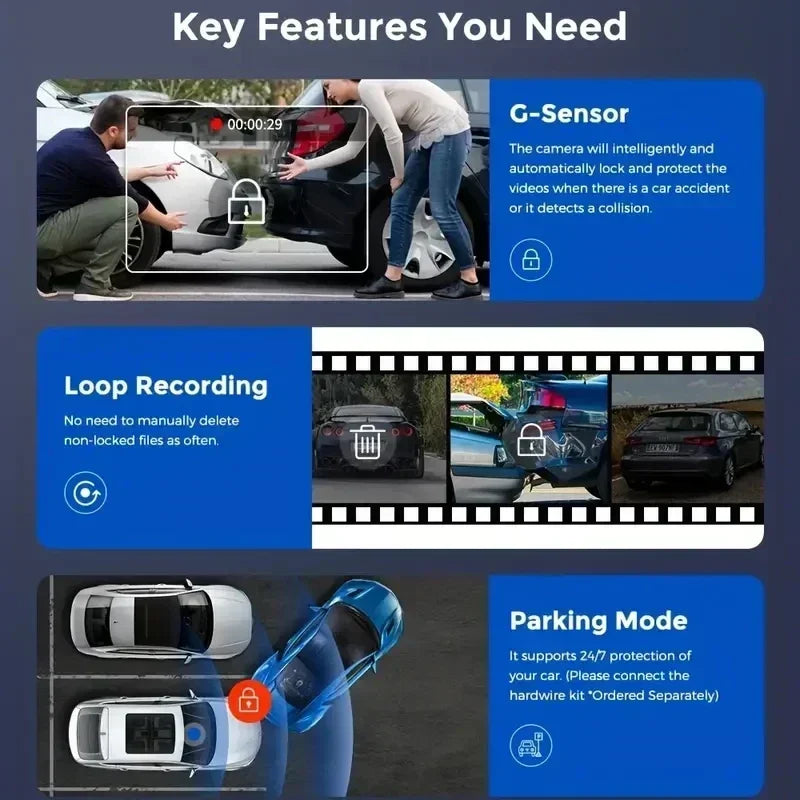 2/3Camera WIFI Dash Cam Cabin Car Dvr 1080P Interior Vehicle Three Way Channel Dvrs Recorder Video Registrator Dashcam Camcorder