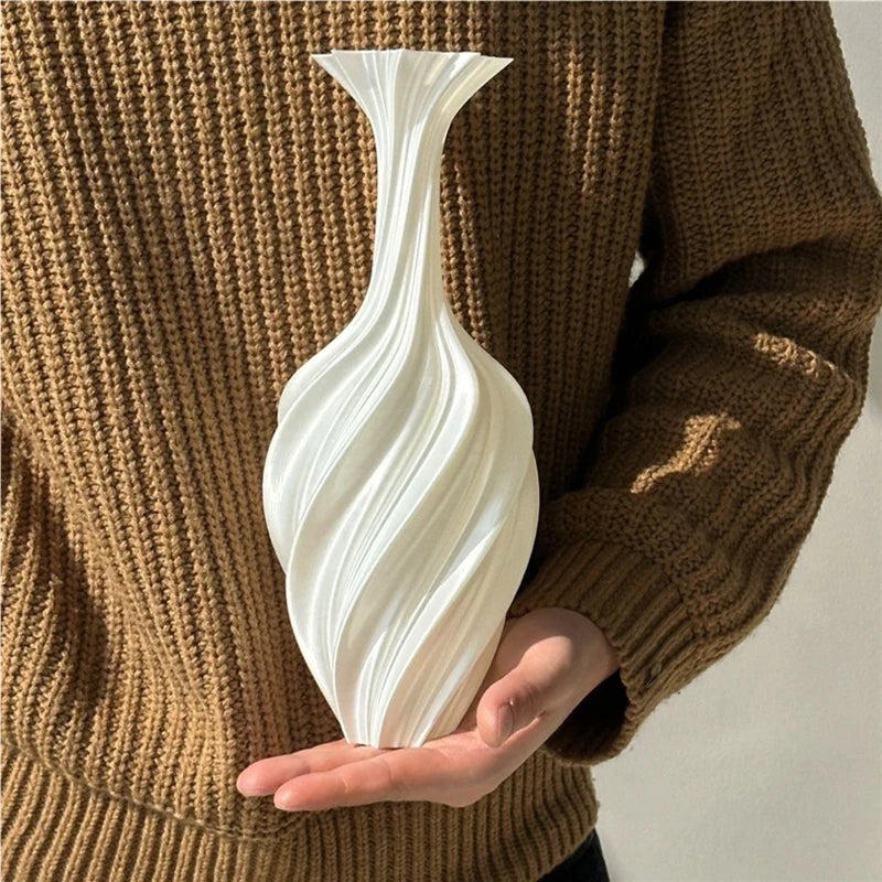 New Modern Style 3D Printed Flower Vase Swirl Pattern Aesthetic Floral Display for Living Room Desktop Decor