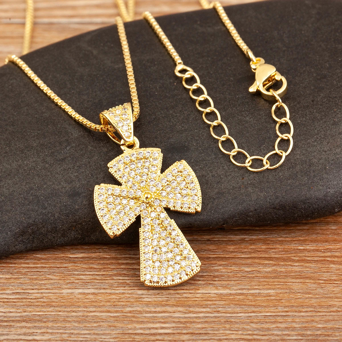 Nidin New Trendy Personality Design Cross Pendant Necklace For Women Men Shiny Crystal Zircon Charm Jewelry Daily Party Gifts