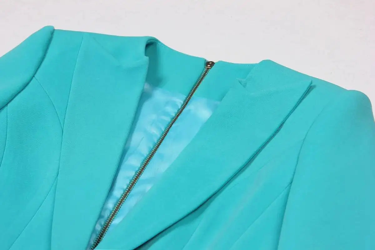 LGRQ 2026 Spring Fashion Women Clothes Notched Collar Full Sleeves Metal Single Button Slim High Waist Blazer Office Lady