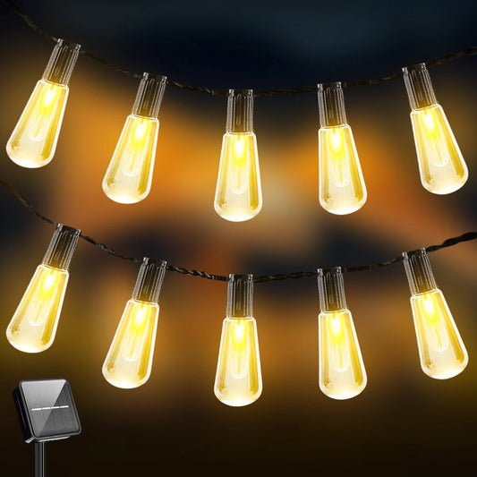 Outdoor LED Solar String Lights Halloween Atmosphere Lights 3.5 Metres 10 Bulbs Vintage Edison Bulbs Festive Decorations