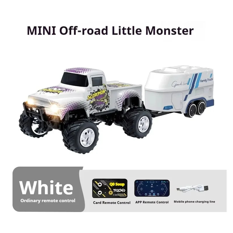 Little Monster 1/64 Rc Car Mini 2.4Ghz Remote Control Cars with Cool Spray Painting Pattern Rc Off-road Vehicle Boy’s Toys Gifts