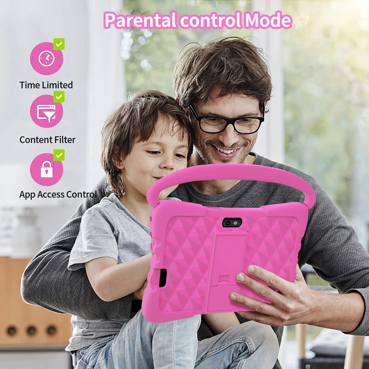 BDF-K3 Kids 7 Inch Android Tablets Quad Core 4GB+64GB ROM Cartoon Portable with Kids-Proof Protective Case Best Gift for Childre