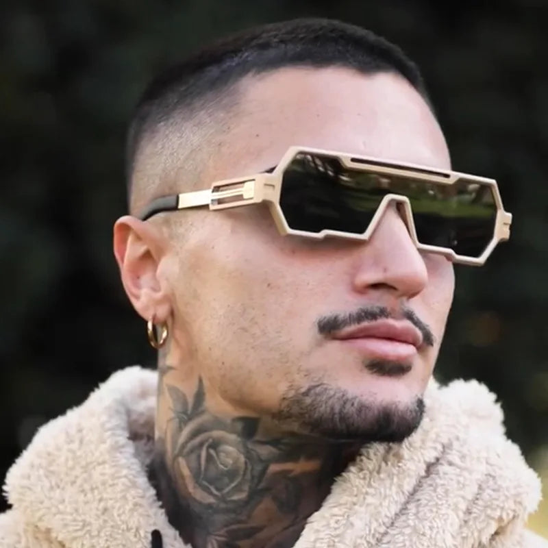 Heavy Metal Steampunk Sunglasses For Men Square Vintage Punk Fashion Glasses Retro Gafas De Sol Hombre Lunette De Soleil Homme
