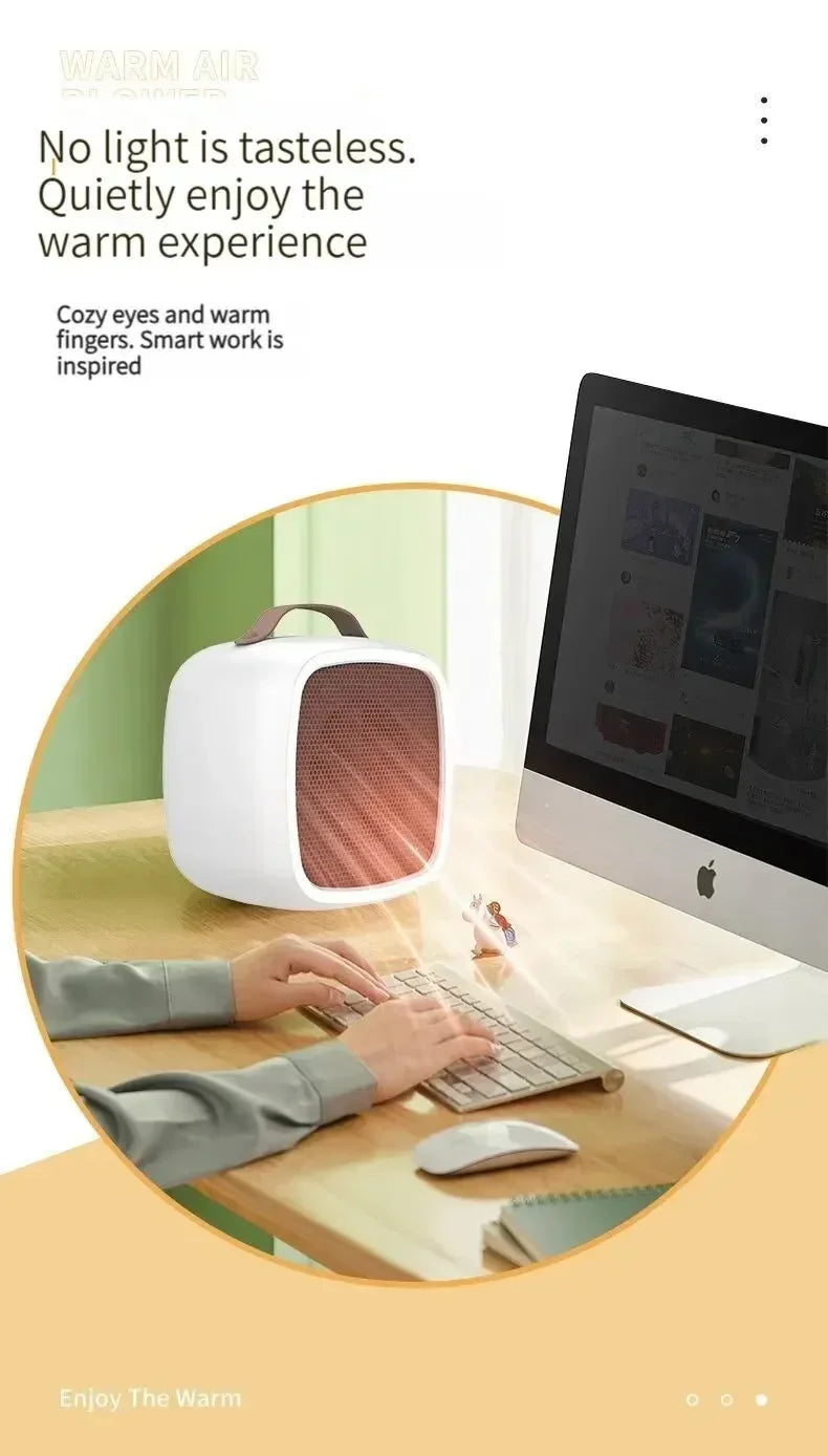 Home mini multifunctional air heater, USB silent powerful small square heater, fast heating fan, office desktop electric heater.
