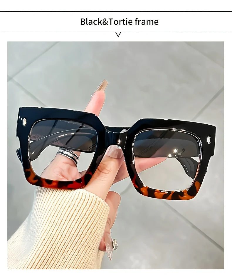 Vintage Glasses Square Full Rim Spectacles Unisex, Anti-Reflective Coating, Fashionable Transparent Lenses, Daily Wear Eyewear