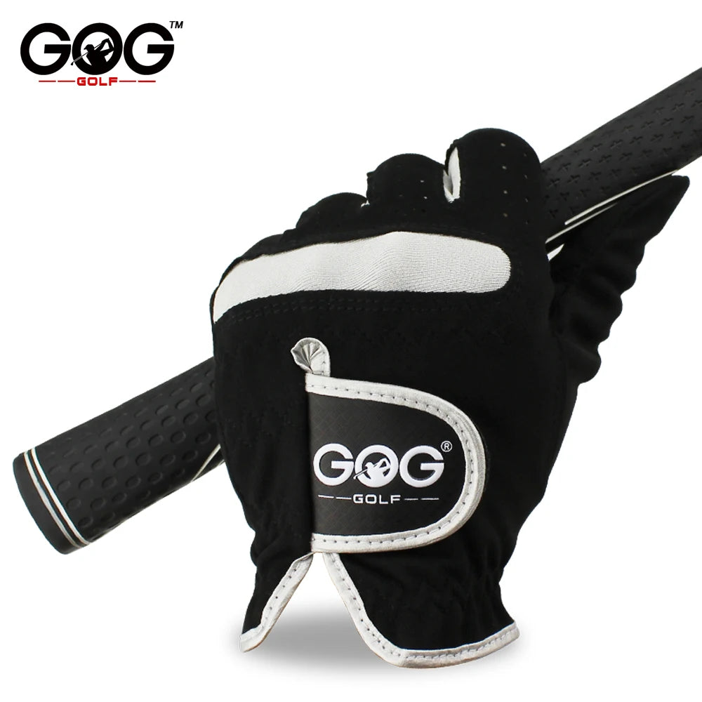 Pack 1 Pcs Men's Golf Glove Left/Right Hand Micro Soft Fiber Breathable Non-Slip Golf Gloves Men Color Black
