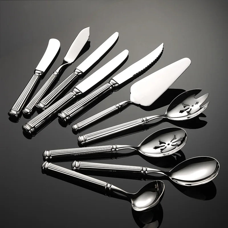 High Value 420 Stainless Steel Roman Cutlery Set Public Spoon Fork Knives Silverware Western Hotel Table Decoration Luxury Gift