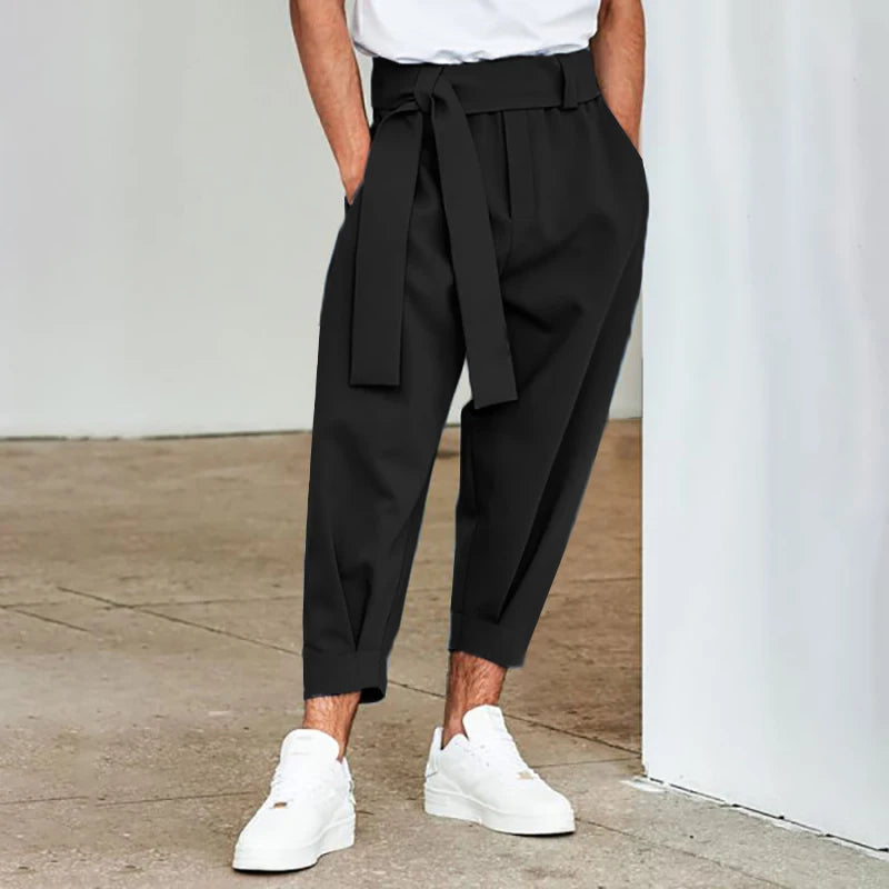 Spring Men Belt Baggy Pants Casual Streetwear Premium Quality Solid Color Oversized Joggers Fashion Harem Pants 2026 New S-3XL